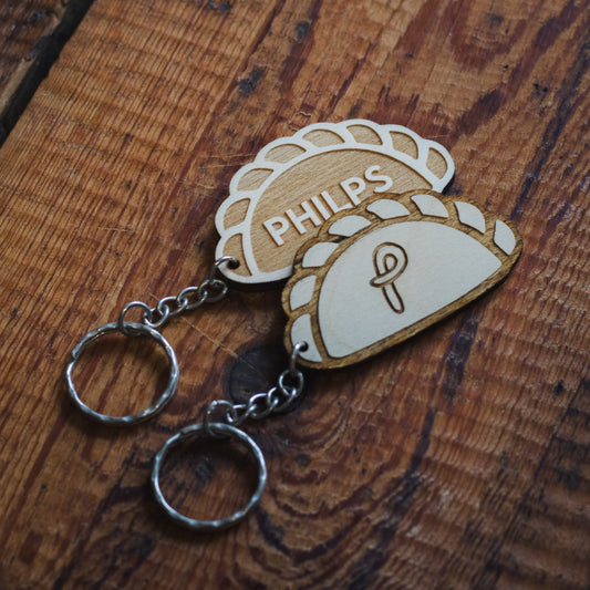 Wooden Cornish Pasty Keyring